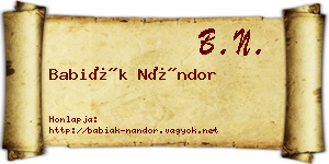 Babiák Nándor névjegykártya