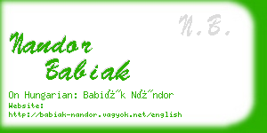 nandor babiak business card